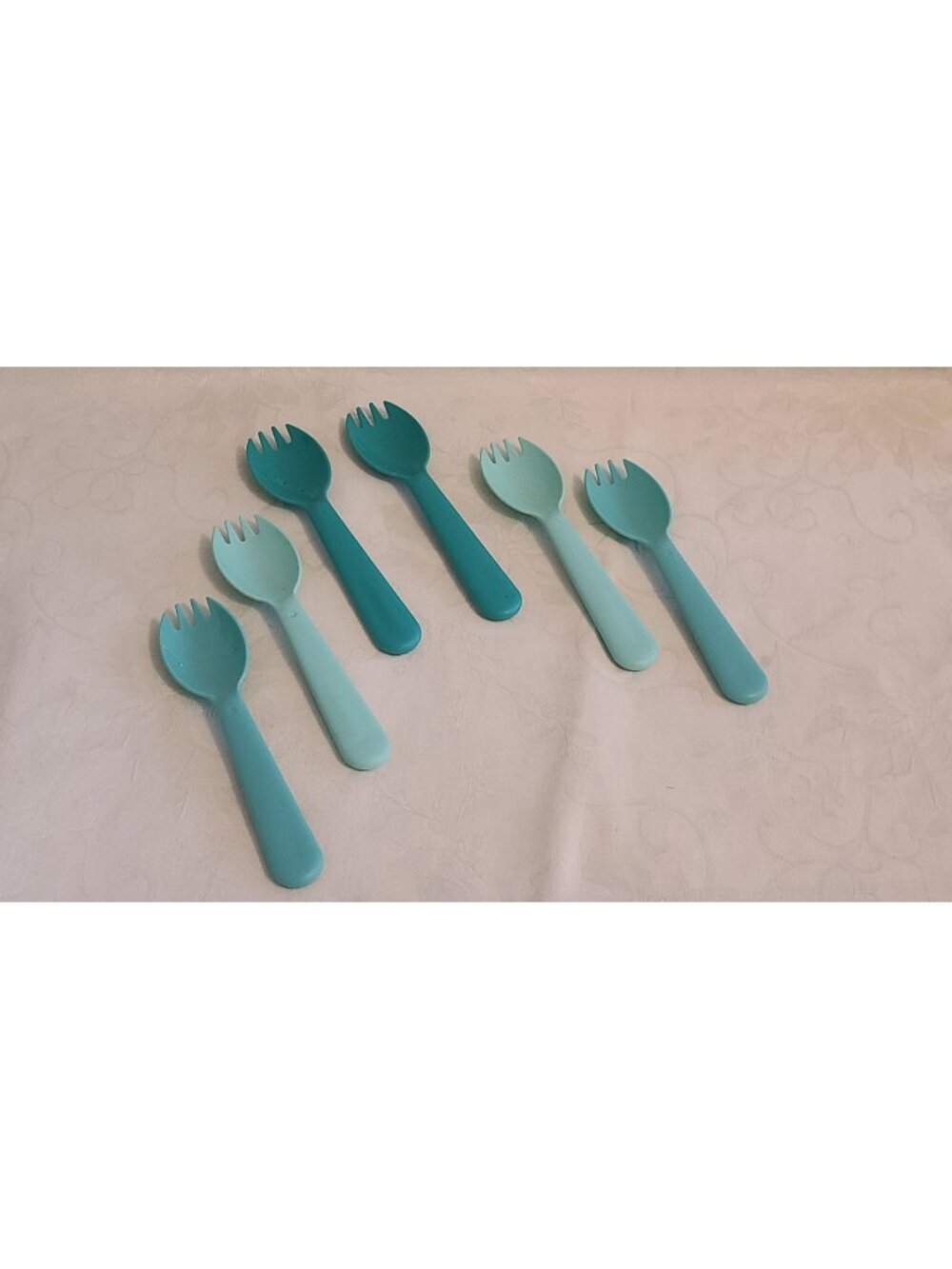 Lot of 6 Reusable Hard Plastic Sporks Kids/Camping/Elderly & More